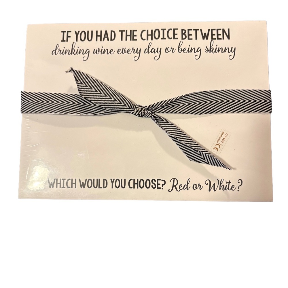 Funny Wine Notepad with Black and White Chevron Ribbon